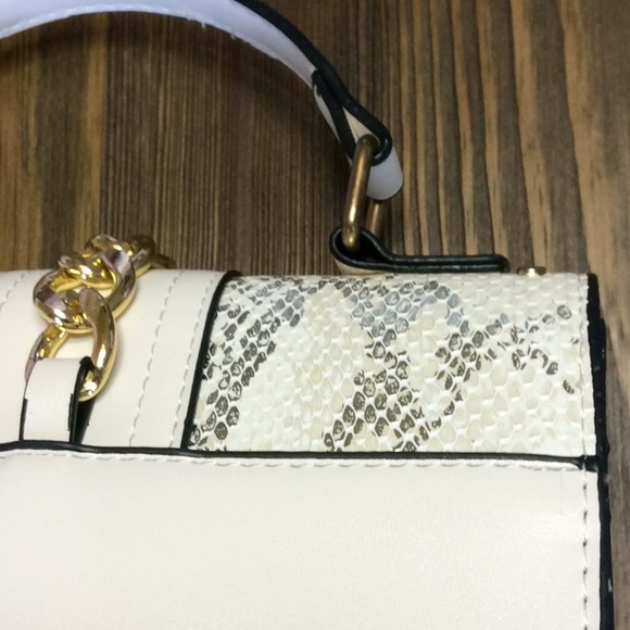 FINAL SALE PRICE NWOT Snakeskin Studded Satchel Handbag - Picture 7 of 9